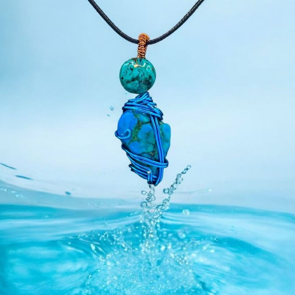 Earth Art Hand Crafted Artisan Turquoise Blue Necklace
